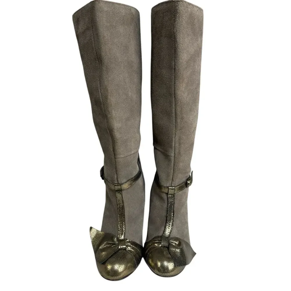Joyfolie Women’s Boots sz 7 Leather Suede Knee High Victorian Dainty #K476
